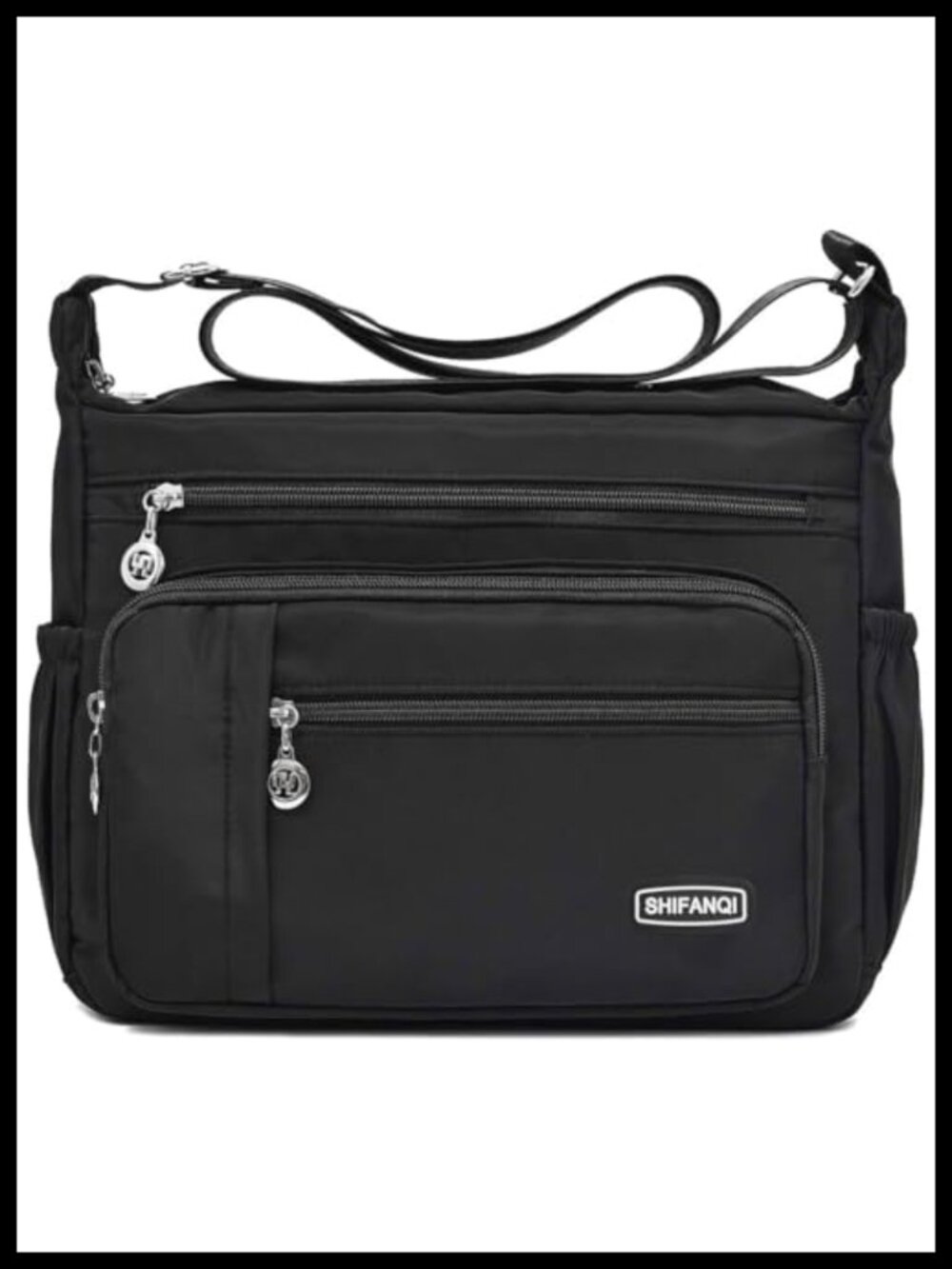 Nylon Crossbody Bag Multi Pocket Purse Adjustable Strap Travel Shoulder Bag